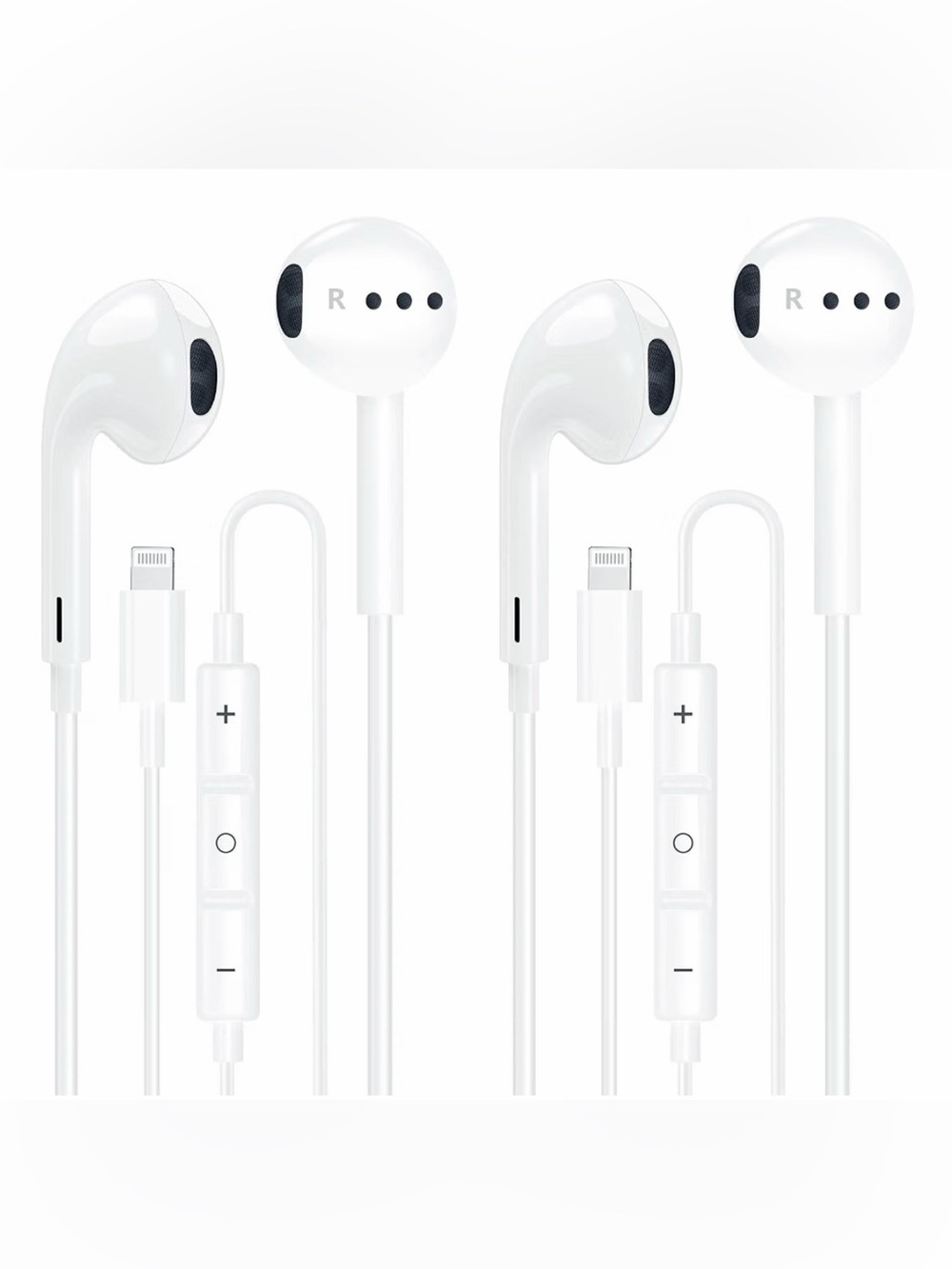 Apple MFi Certified 2 Pack iPhone Wired Headphones with Lightning Connector